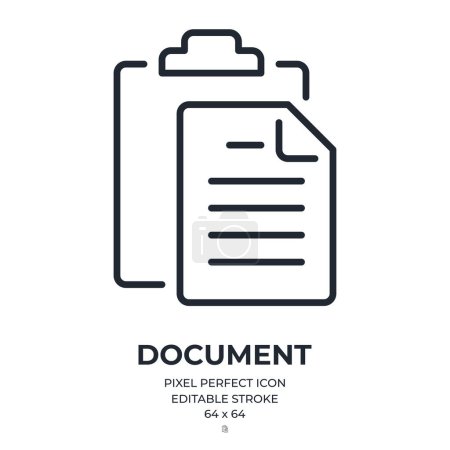 Foto de Document, contract and paperwork concept editable stroke outline icon isolated on white background flat vector illustration. Pixel perfect. 64 x 64. - Imagen libre de derechos