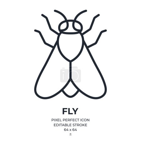 Foto de Icono de contorno de carrera editable mosca insecto aislado sobre fondo blanco ilustración vector plano. Pixel perfecto. 64 x 64. - Imagen libre de derechos