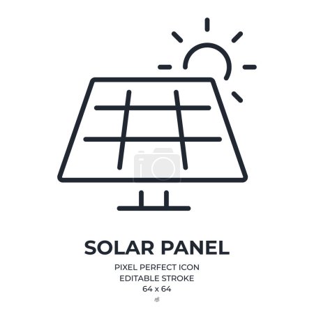 Foto de Panel solar icono de contorno de carrera editable batería aislado sobre fondo blanco ilustración vector plano. Pixel perfecto. 64 x 64. - Imagen libre de derechos