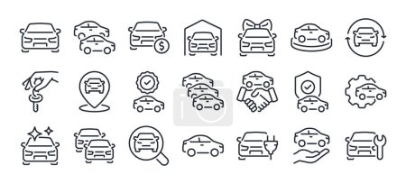 Foto de Icono de contorno de carrera editable concesionario de automóviles y automóviles aislado en la ilustración de vector plano de fondo blanco. Pixel perfecto. 64 x 64. - Imagen libre de derechos