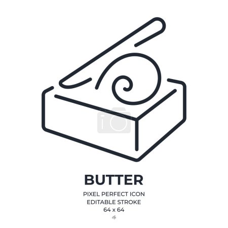 Foto de Butter editable stroke outline icon isolated on white background flat vector illustration. Pixel perfect. 64 x 64. - Imagen libre de derechos