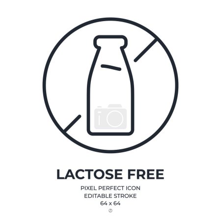 Lactose free editable stroke outline icon isolated on white background flat vector illustration. Pixel perfect. 64 x 64.