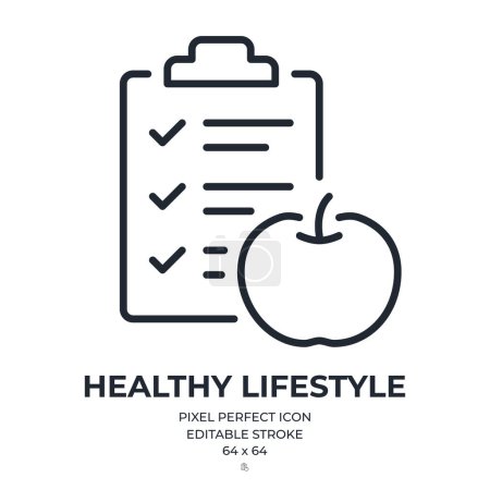 Illustration for Healthy lifestyle and dieting concept editable stroke outline icon isolated on white background flat vector illustration. Pixel perfect. 64 x 64. - Royalty Free Image