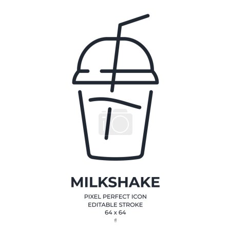 Foto de Icono de contorno de carrera editable Milkshake aislado en la ilustración de vector plano de fondo blanco. Pixel perfecto. 64 x 64. - Imagen libre de derechos