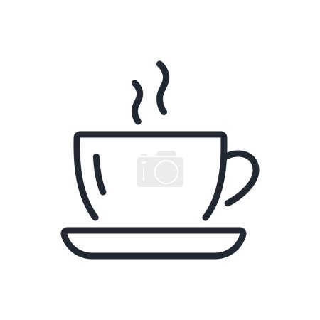 Foto de Taza de café icono de contorno de trazo editable aislado sobre fondo blanco ilustración vector plano. - Imagen libre de derechos