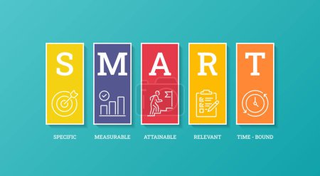 Illustration for SMART goals abbreviation concept infographic banner - Royalty Free Image