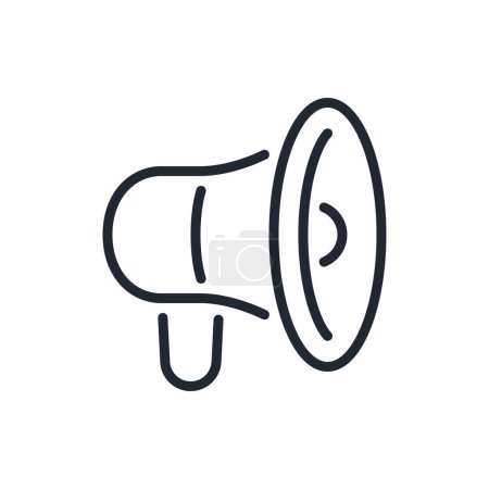 Megaphone and loudspeaker editable stroke outline icon isolated on white background flat vector illustration. Pixel perfect. 64 x 64