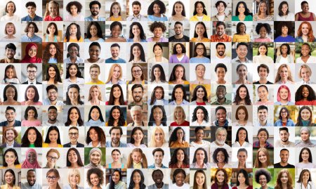 Photo for An expansive collage featuring an array of assorted human portraits, this image beautifully conveys the message of diversity - Royalty Free Image