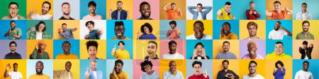 Téléchargez les photos : Sélection animée d'hommes multiraciaux et multiethniques, ce collage international met en scène des gens joyeux dans des milieux dynamiques. - en image libre de droit