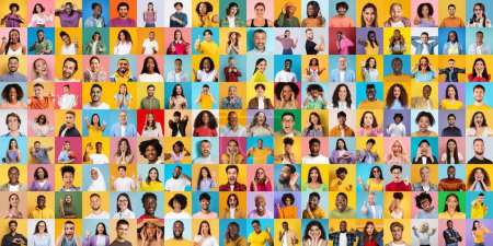 Foto de Con un grupo diverso y multirracial de personas sonrientes, este collage internacional multiétnico celebra la conexión humana - Imagen libre de derechos