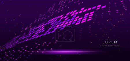 Abstract technology futuristic glowing square pattern neon pink on dark purple background. Vector illustration