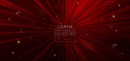 Abstract red zoom lines speed design on dark red background. Cartoon background concept. Vector illustration
