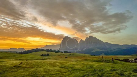 Photo for Alpe di Siusi,Italy,UNESCO Heritage,vibrant alpine meadows, peaks, and rustic huts.Nature unfolds in cross-country skiing and winter hikes. - Royalty Free Image