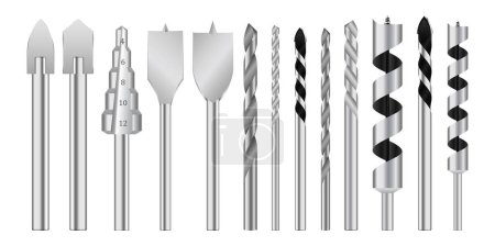 Photo for Set of realistic metallic drill bits or metal work steel tools. eps vector - Royalty Free Image
