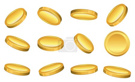 Photo for Set of realistic gold coin isolated or crypto currency golden. 3D Render - Royalty Free Image