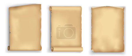 Photo for Set of realistic parchment old paper isolated. 3D Render - Royalty Free Image