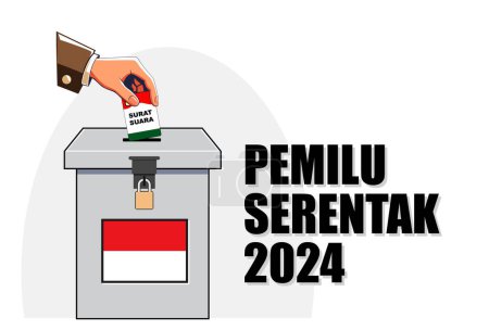 Téléchargez les photos : Jour des élections en Indonésie avec urne. traduction texte kpu, pilpres, serentak élection PEMILU. Expéditeur 3D - en image libre de droit