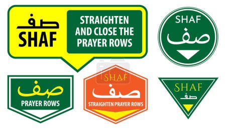 Téléchargez les photos : Ensemble de signe shaf pour mosquée ou salle de prière isolé. Illustration 3d - en image libre de droit