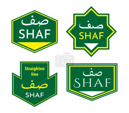Téléchargez les photos : Ensemble de signe shaf pour mosquée ou salle de prière isolé. Illustration 3d - en image libre de droit