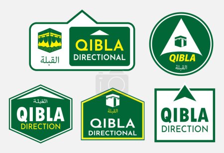 set of qibla sign for mosque or prayer room isolated. 3d Illustration