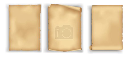 Illustration for Set of realistic parchment old paper isolated - Royalty Free Image