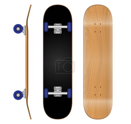 set of realistic skateboard deck template isolated. eps vector