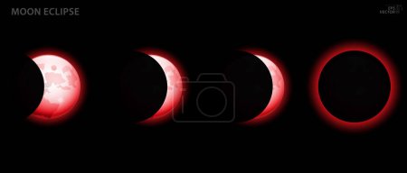 Ilustración de Fases del eclipse lunar vistas desde el espacio exterior. Eps - Imagen libre de derechos