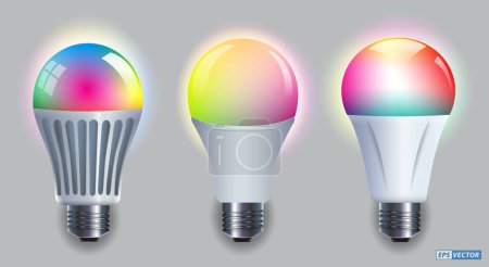 Conjunto de maquetas realistas de bombillas led Smart Wifi. Eps