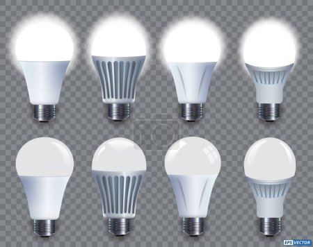 Ilustración de Conjunto de maquetas realistas de bombillas led Smart Wifi. Eps - Imagen libre de derechos