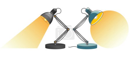 Conjunto de concepto de lámpara de escritorio de oficina. Eps Vector