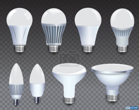 Illustration for Set of Realistic Smart Wifi LED spotlight isolated. Eps - Royalty Free Image