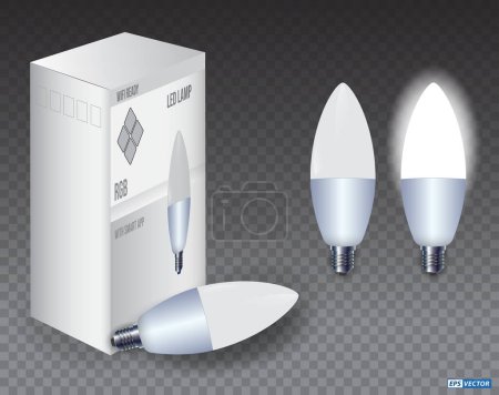Set of realistic Smart Wifi LED bulb mockups. Eps