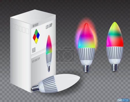 Illustration for Set of realistic Smart Wifi LED bulb mockups. 3D Illustration - Royalty Free Image