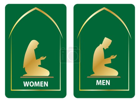 Téléchargez les illustrations : Ensemble d'icône de mosquée ou signe de salle de prière isolé. Eps - en licence libre de droit