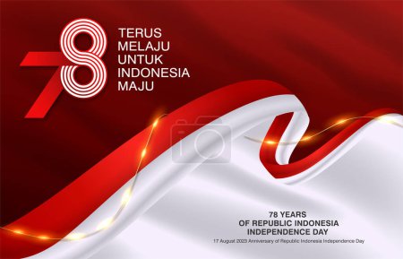 Téléchargez les illustrations : Anniversaire 78e de la République d'Indonésie Fond du jour de l'indépendance avec ruban rouge blanc - en licence libre de droit