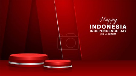 Téléchargez les illustrations : Simple conception de podium rouge, adapté pour célébrer la fête de l'indépendance indonésienne - en licence libre de droit