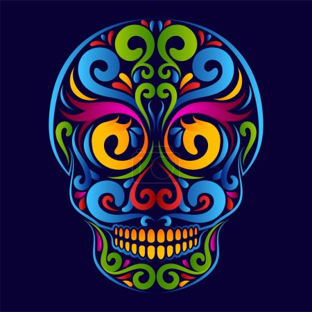 Illustration for Sugar Skulls, Day of the Dead Skull or Dia de los Muertos Mexican sugar skull  Vector - Royalty Free Image