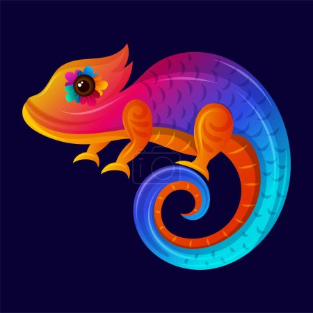 Ilustración de Vector de camaleón colorido Ilustración, Camaleón mexicano con diseño de color arco iris - Imagen libre de derechos