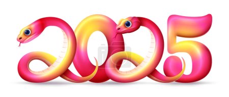 Téléchargez les illustrations : Bonne année chinoise 2025, Année du serpent signe avec dessin animé serpent illustration - en licence libre de droit