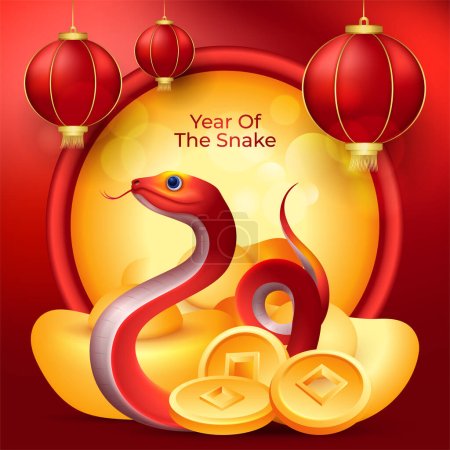 Téléchargez les illustrations : Bonne année chinoise 2025, année de la bannière serpent ou fond - en licence libre de droit