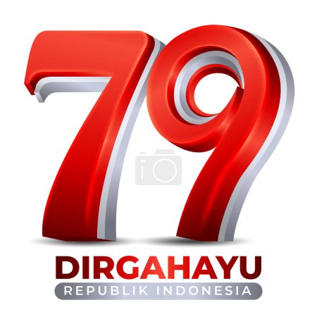 Téléchargez les illustrations : Joyeux 79e jour de l'indépendance de l'Indonésie avec un design simple et moderne - en licence libre de droit