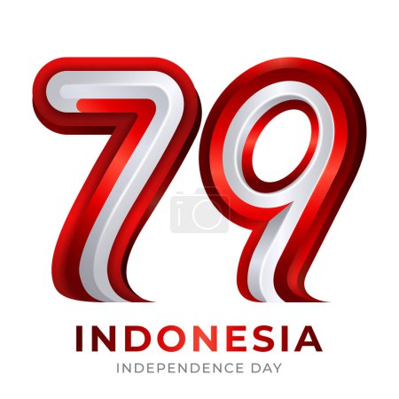 Téléchargez les illustrations : 79e indépendance indonésienne, 17 août 2024 logo concept avec design de couleur rouge et blanc. - en licence libre de droit