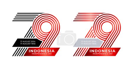 79e jour de l'indépendance indonésienne avec un design de ligne moderne.
