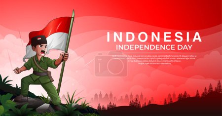 Téléchargez les illustrations : Indonésie Jour de l'indépendance ou conception de bannière de la fête du héros - en licence libre de droit
