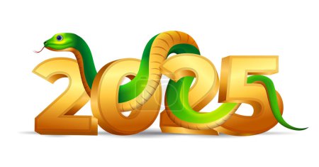 Chinese New Year 2025, Year of the Snake sign with golden number 2025