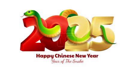 Year of the Snake 2025 sign with red and golden 3d number