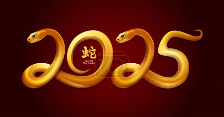 Frohes chinesisches Neujahr 2025 Zeichen oder Symbol. Übersetzung: Jahr der Schlange