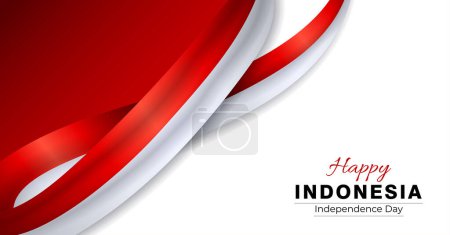 Téléchargez les illustrations : Design ondulant rouge et blanc. adapté à indonésie indépendance arrière-plan - en licence libre de droit