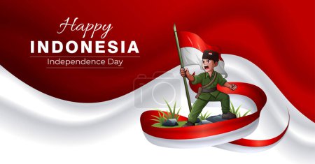 Indonesian Heroes Day background with modern red white waving design