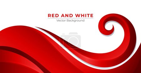Téléchargez les illustrations : Fond rouge et blanc au design ondulé élégant et élégant - en licence libre de droit